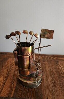 Vintage Golf Copper Rotating Music Box Plays "MY WAY"Berkeley Designs 9"T